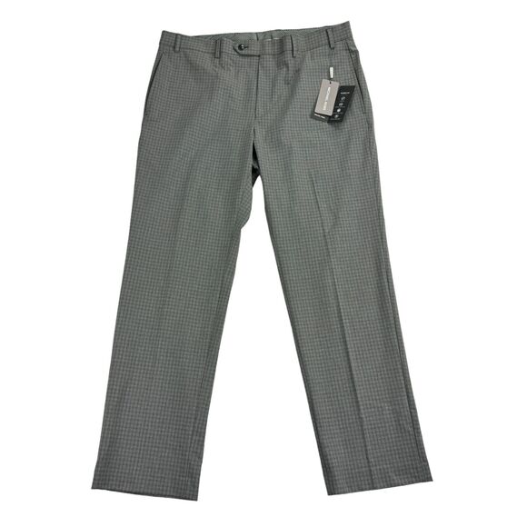 Michael Kors Mens Marvin Classic Fit Plaid Stretch Dress Pants Light Gray 36x30 - Picture 1 of 4